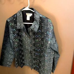 Denim blue blazer with sequins